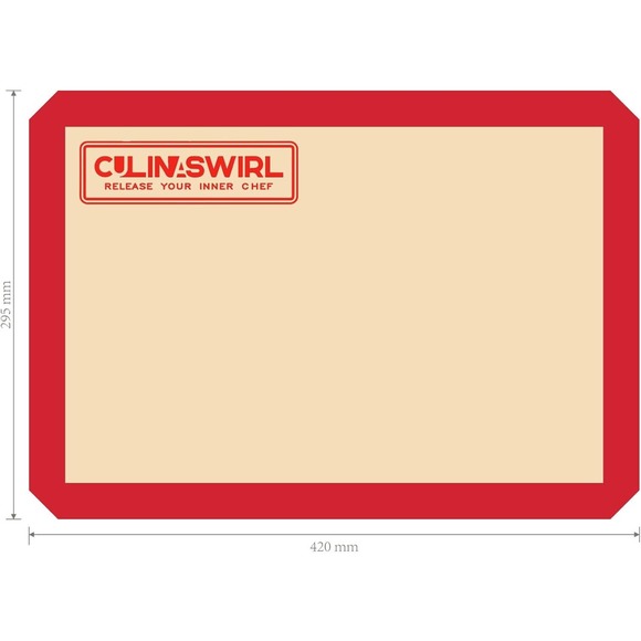 CulinaSwirl Bake Kit two 16.5x11.5 Baking Mats, one 28.5x19.5 Dough Mat, Spatula - Picture 3 of 7